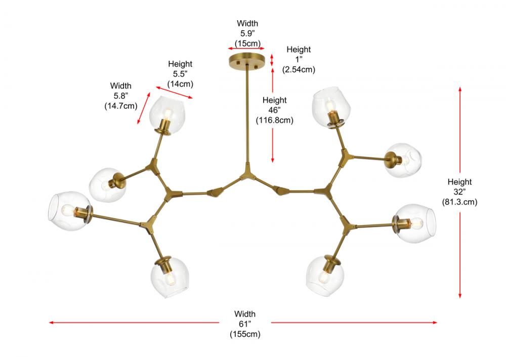 Elegant Lighting CAVOLI 1712G61BR Chandelier Modern - Brass