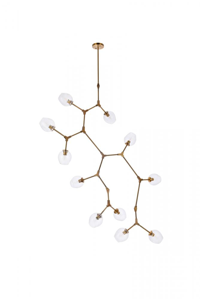 Elegant Lighting CAVOLI 1712G73BR Chandelier Modern - Brass And Clear